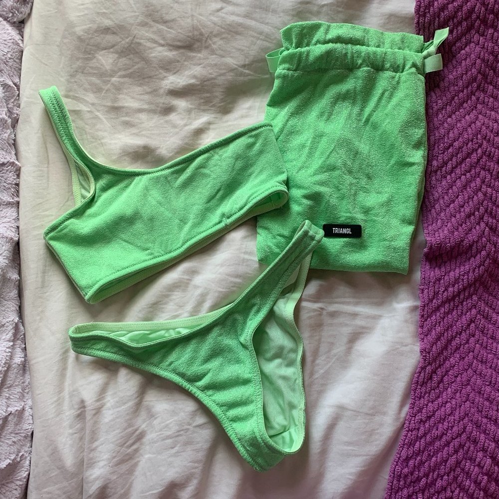 triangl swimwear Neon Lime Green Terry Bikini Set